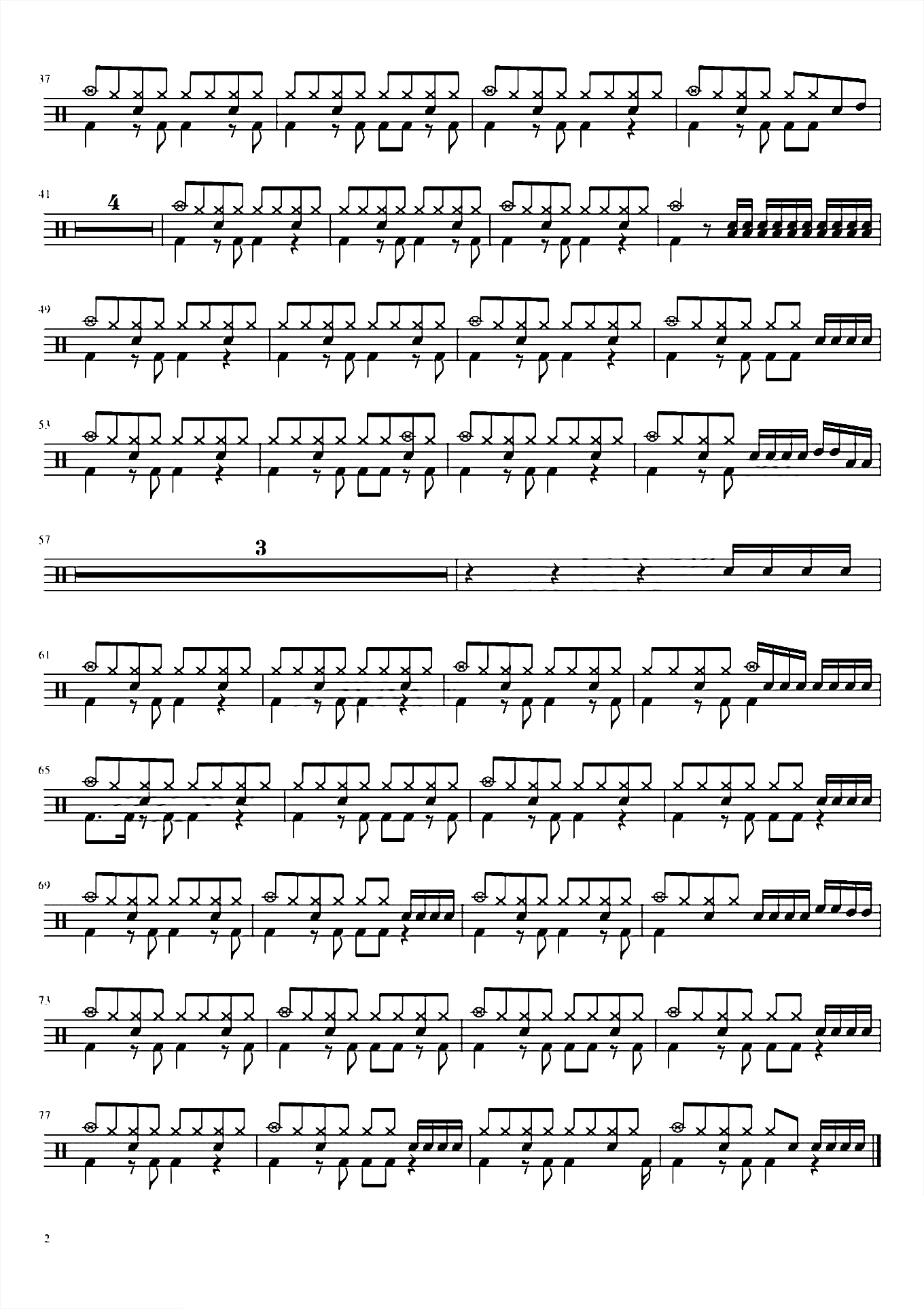 七里香（初级）周杰伦 鼓谱