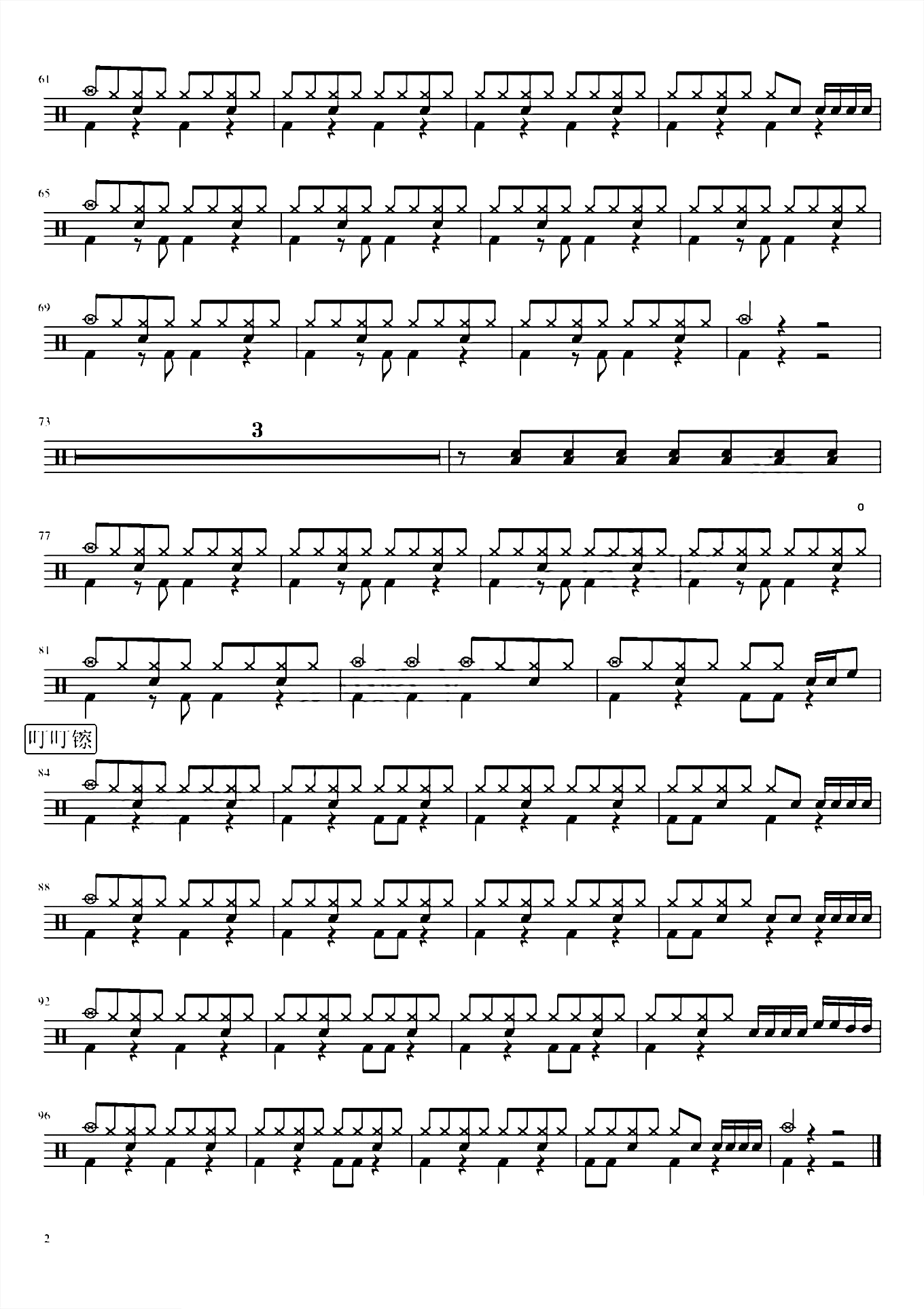 海阔天空（初级）Beyond 鼓谱