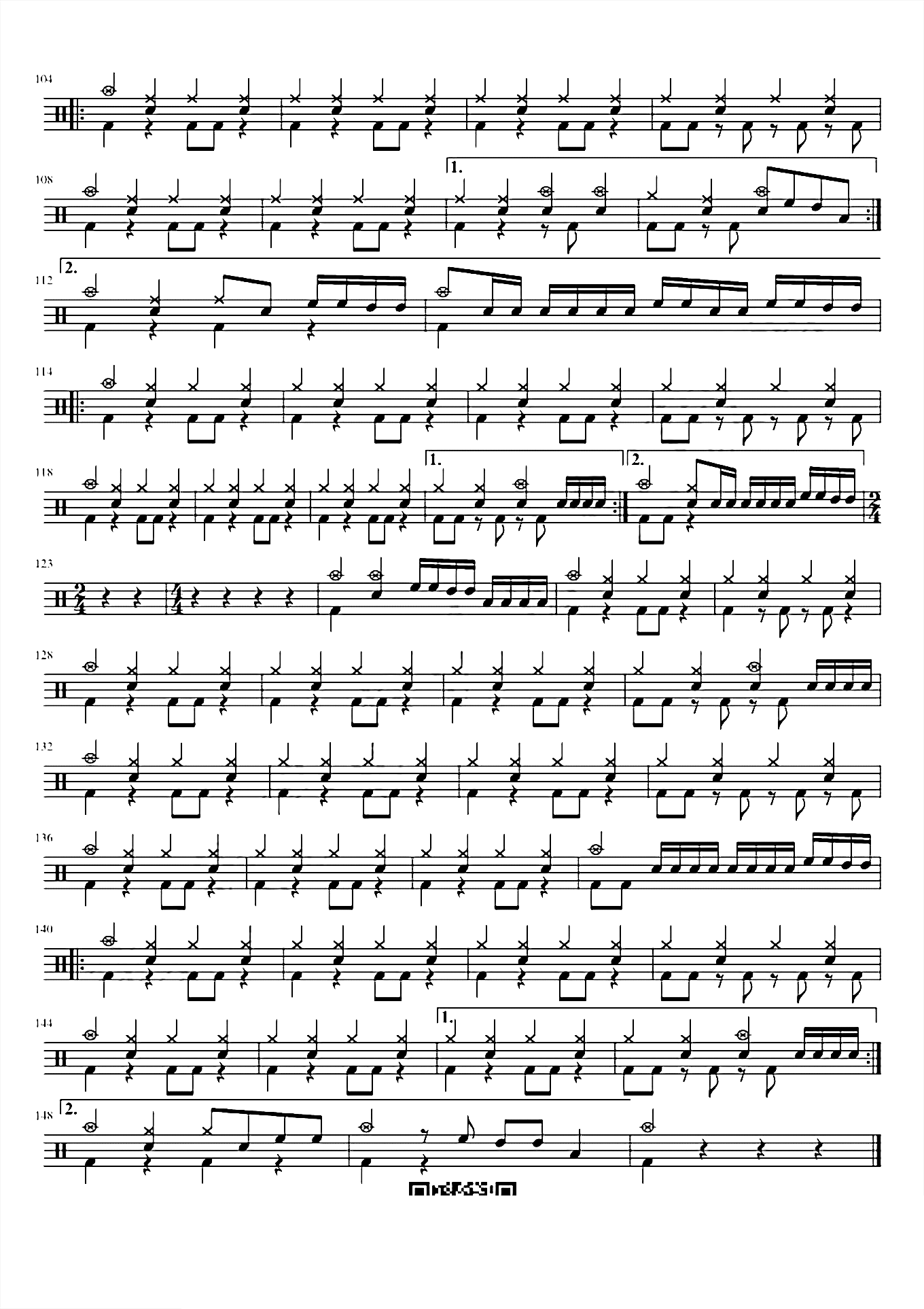 卡农摇滚 激爽5分钟版本 鼓谱